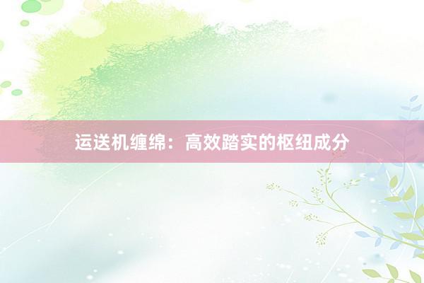 运送机缠绵：高效踏实的枢纽成分